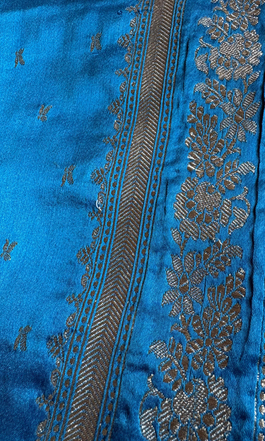 Blue Banarsi silk saree