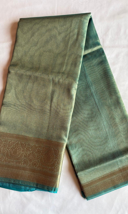 Blue and Green Tissue Saree