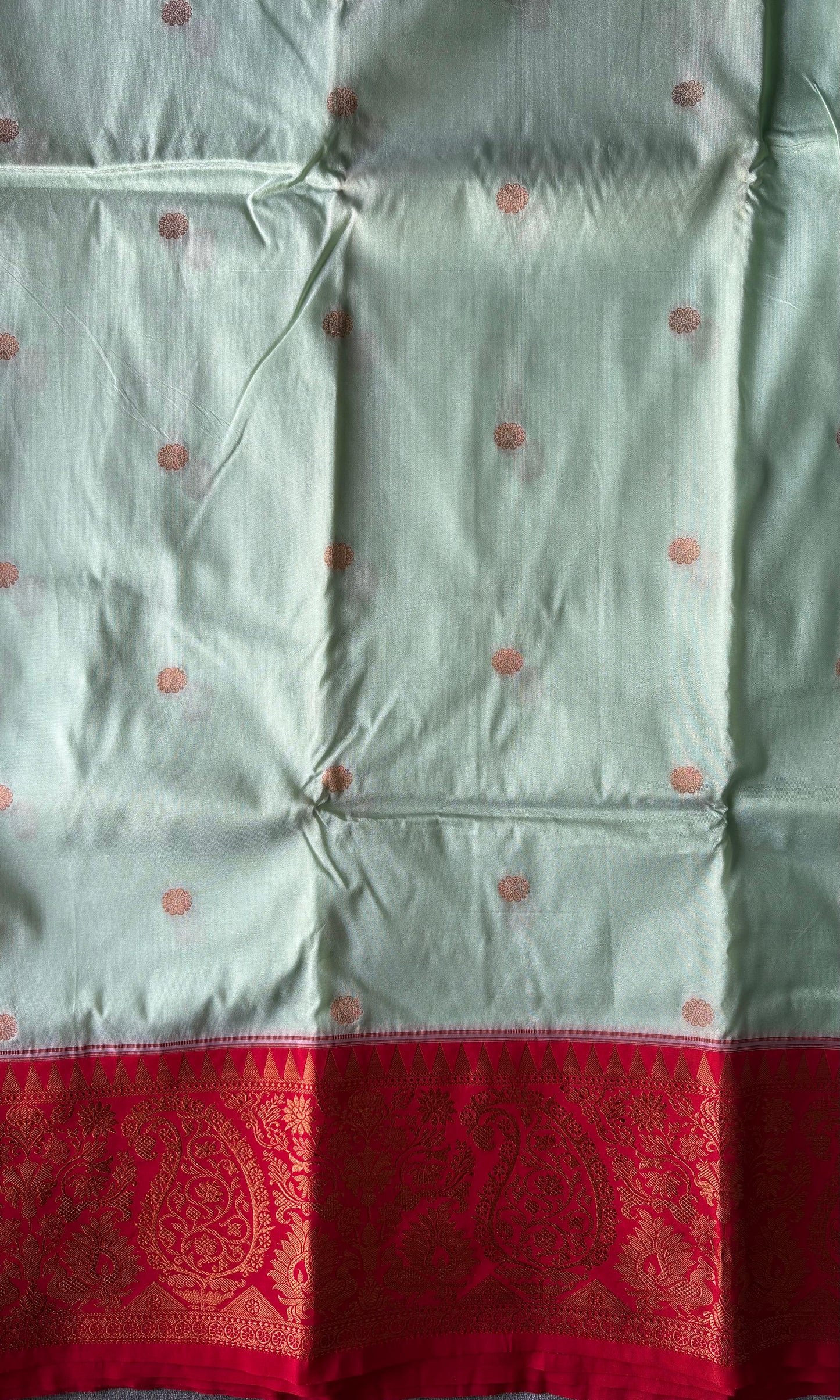 Pistachio color silk saree