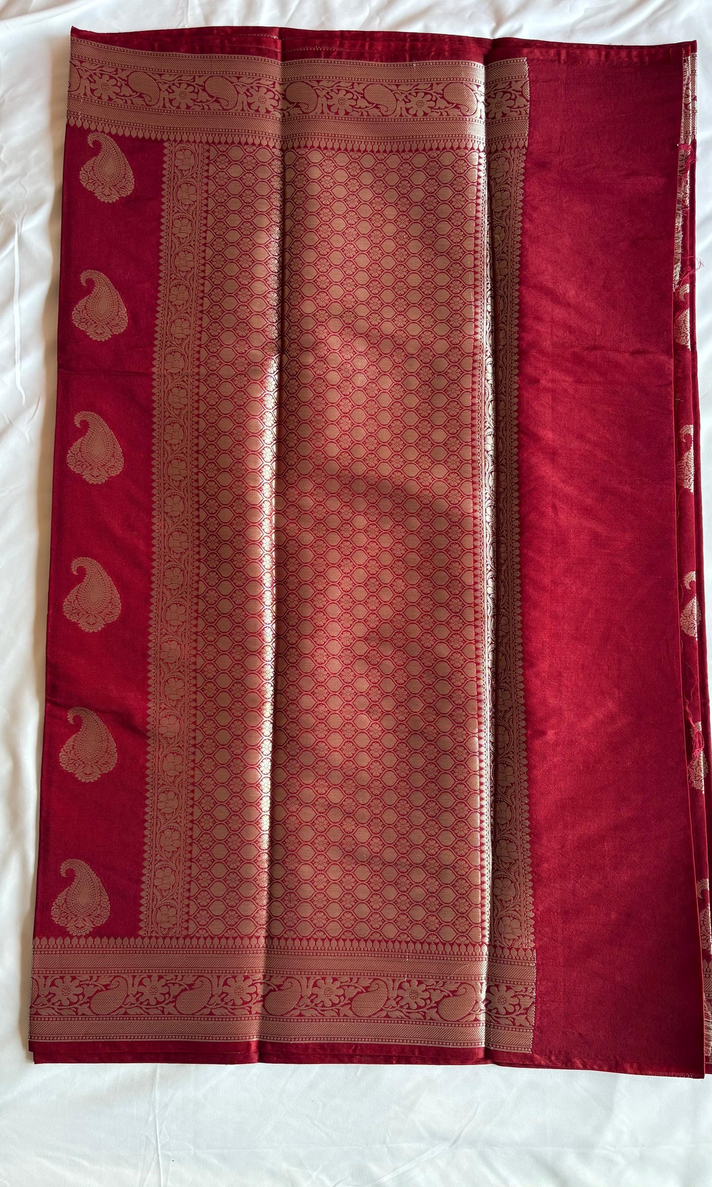 Red Banarasi silk saree