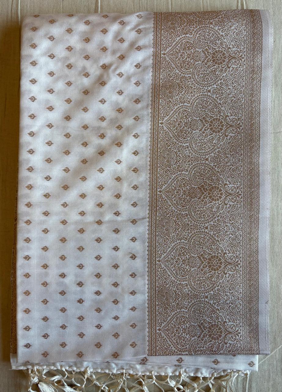 White silk saree