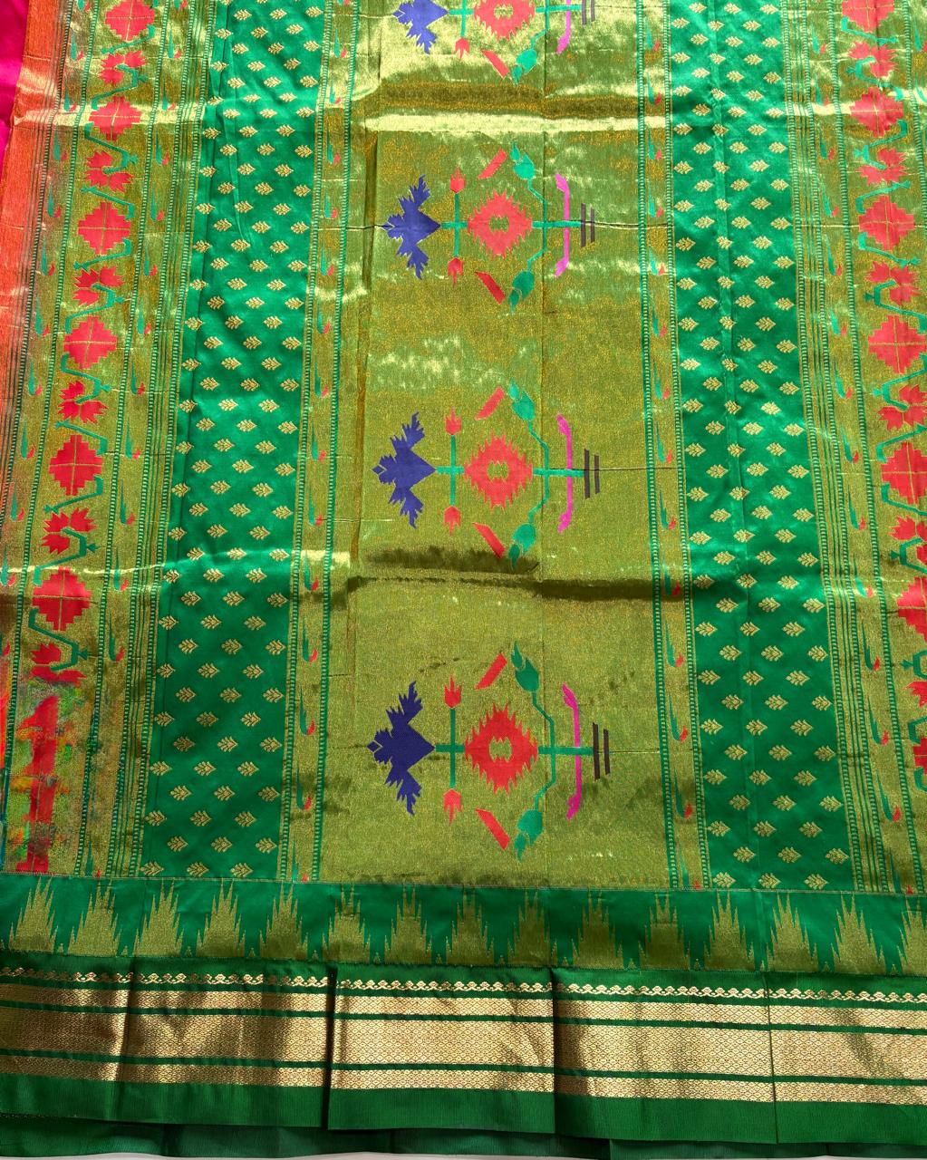 Red pure silk Paithani
