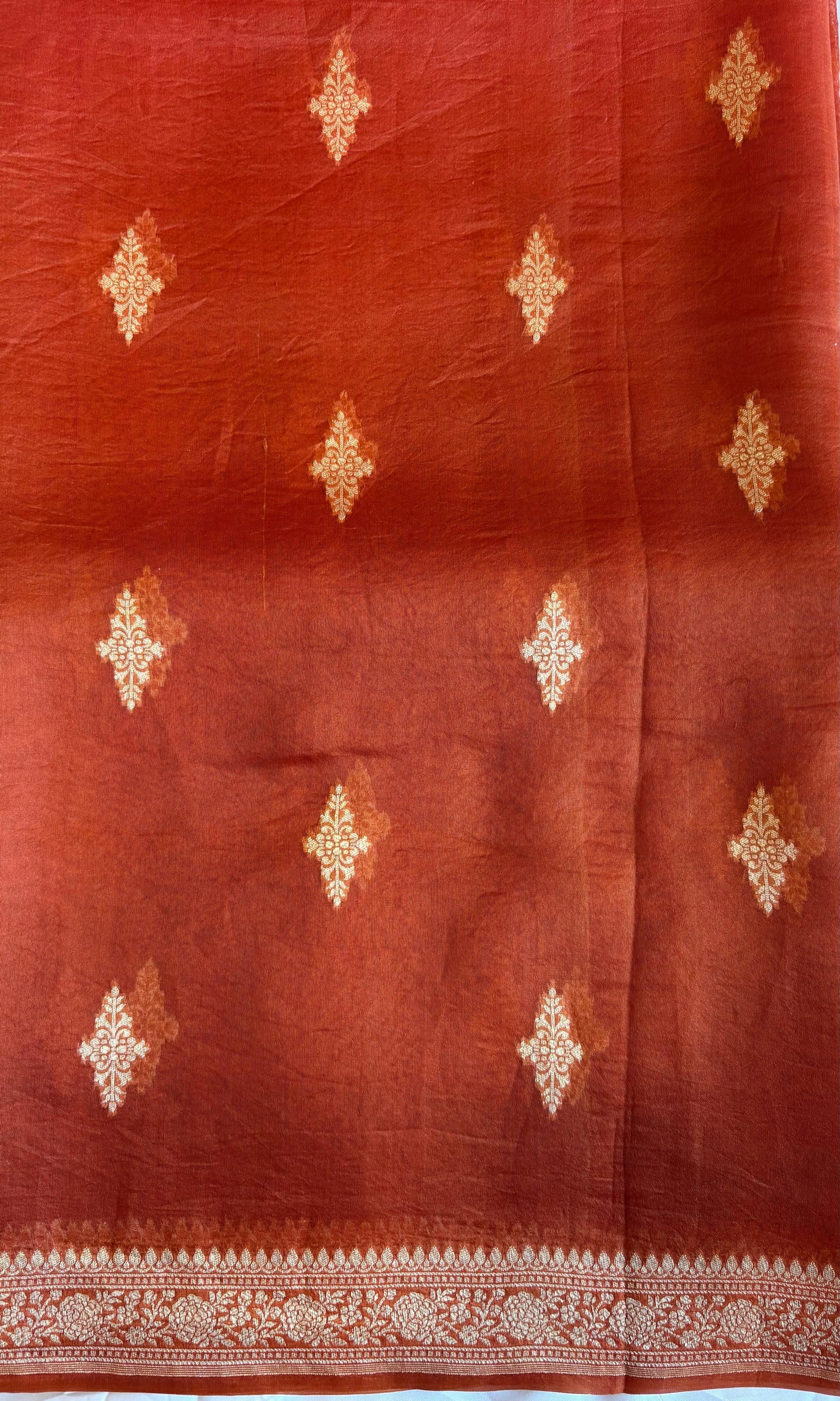 Red color organza saree