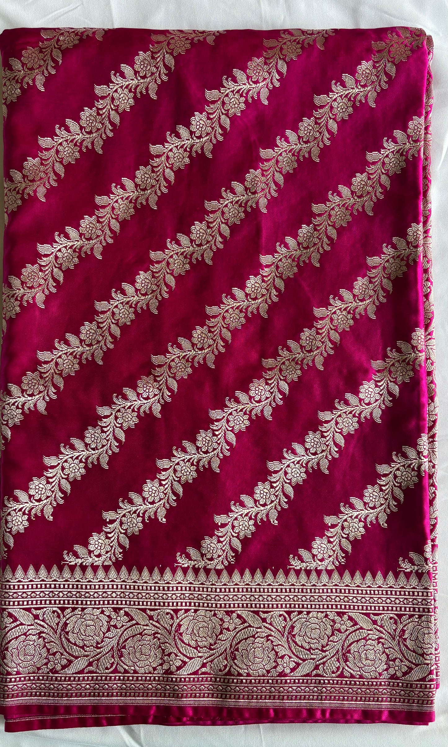 Banarasi pink semi katan silk saree