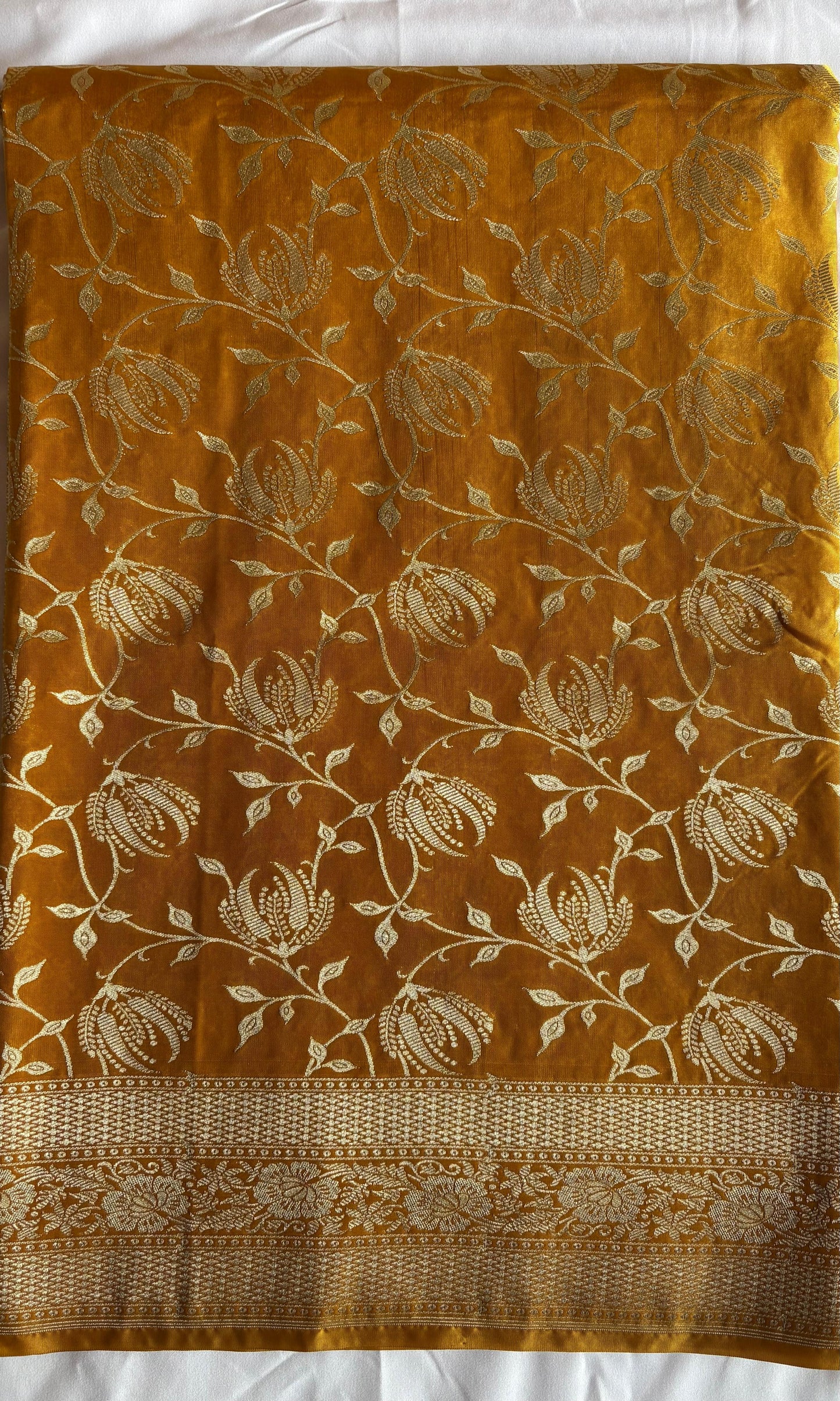 Banarsi yellow silk saree