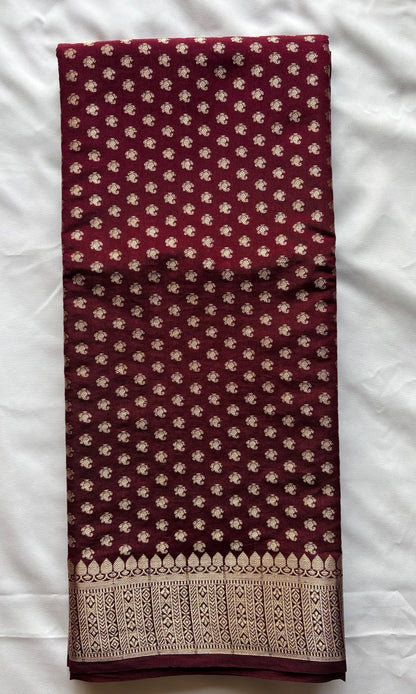 Maroon Banarasi silk saree