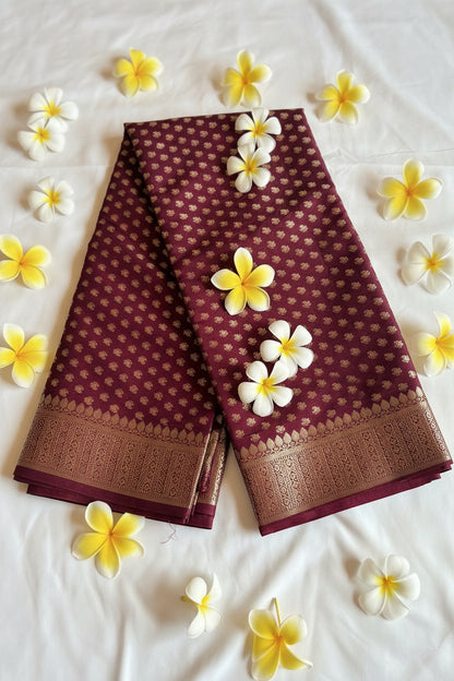 Maroon Banarasi silk saree
