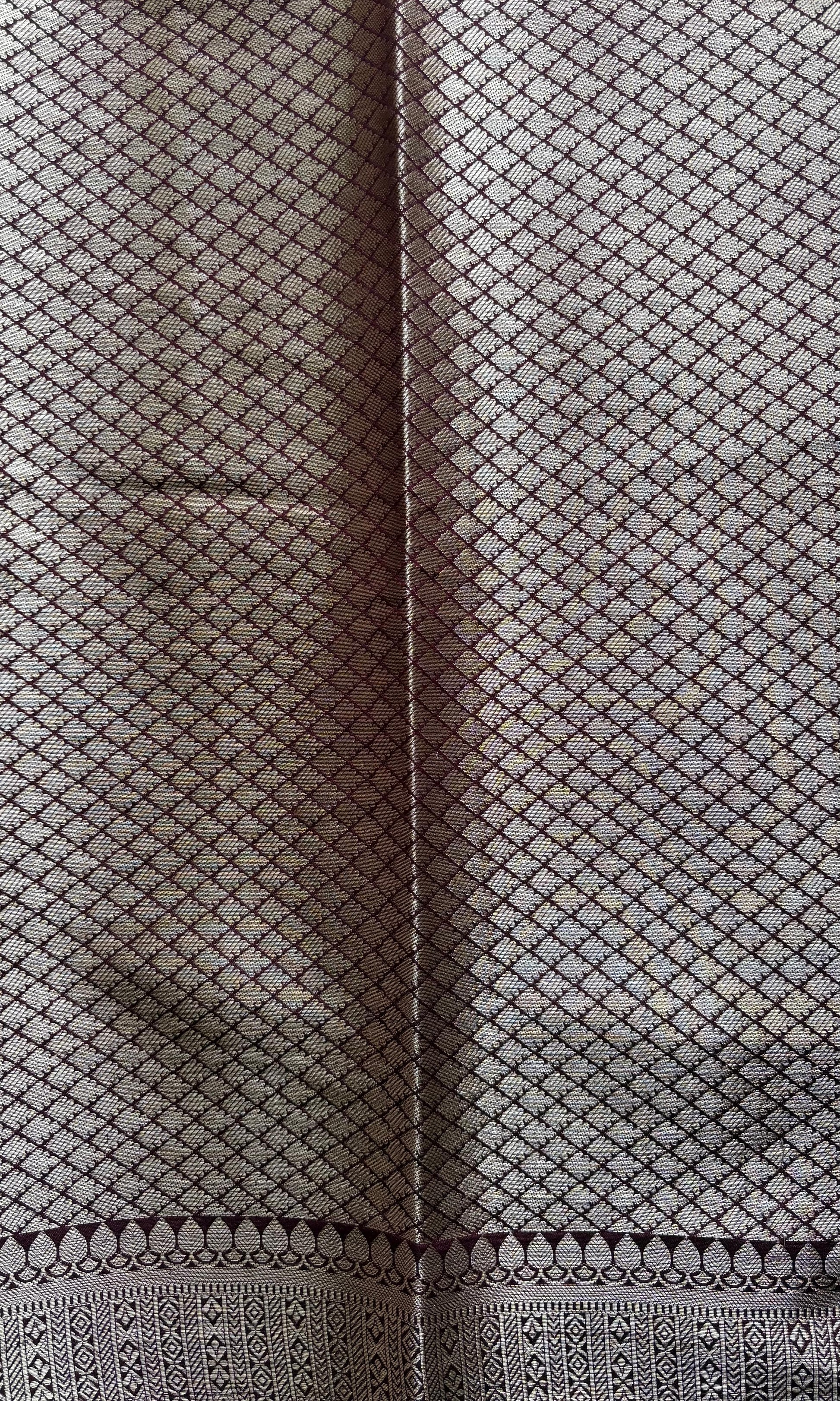 Maroon Banarasi silk saree
