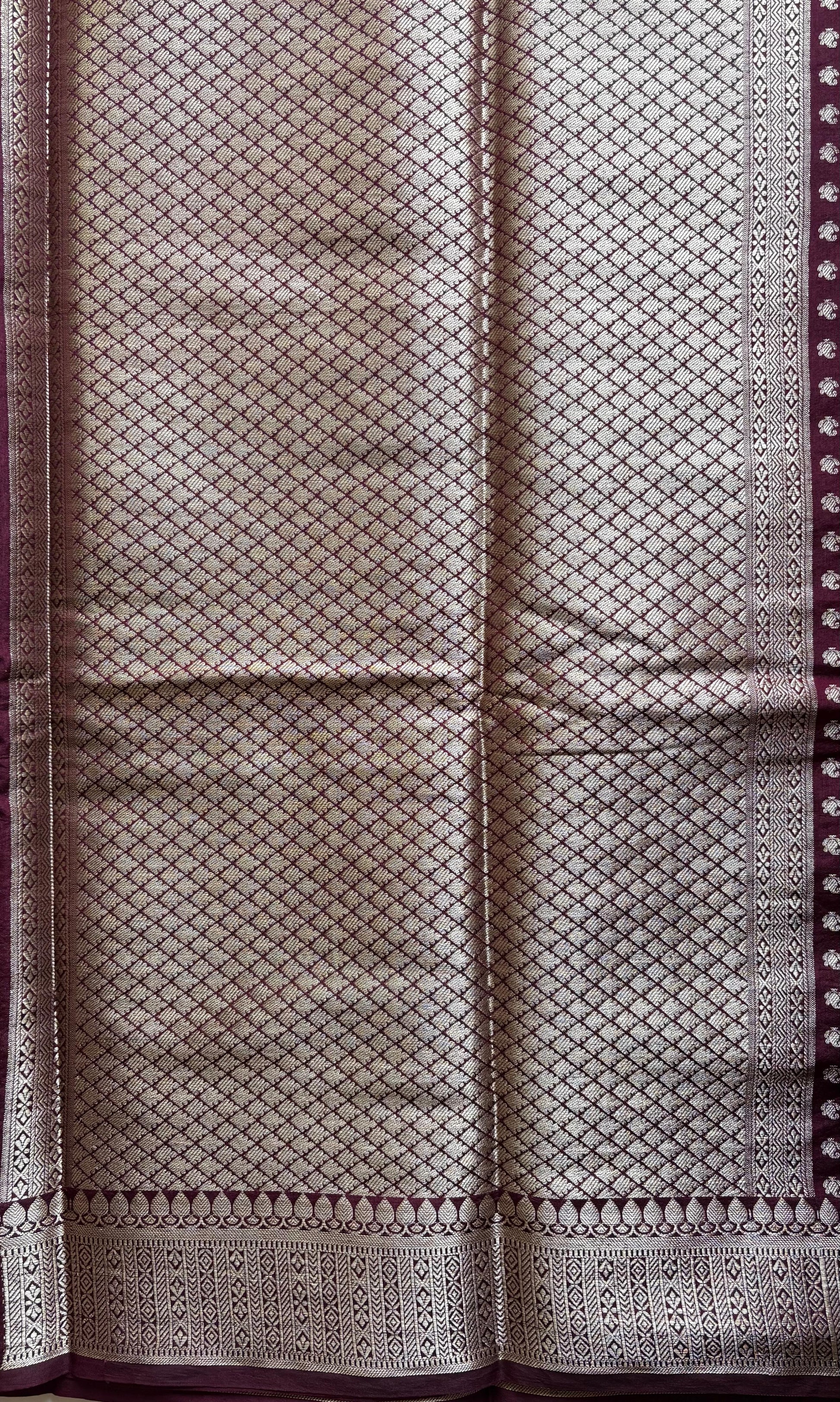 Maroon Banarasi silk saree