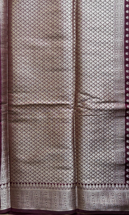 Maroon Banarasi silk saree