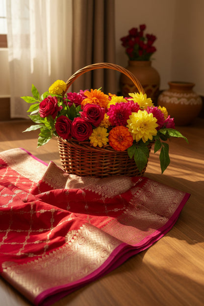Red Mashru Silk Saree