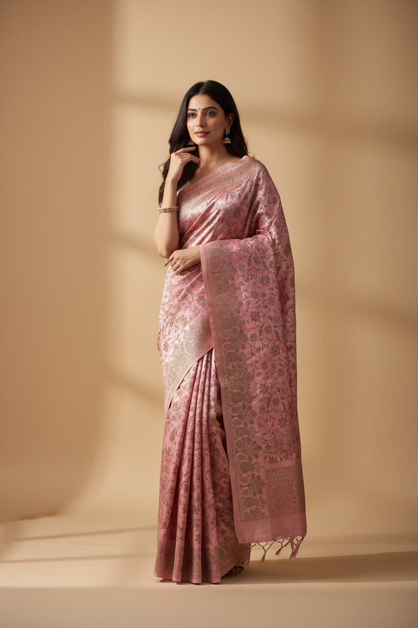 Pink Mashru Saree