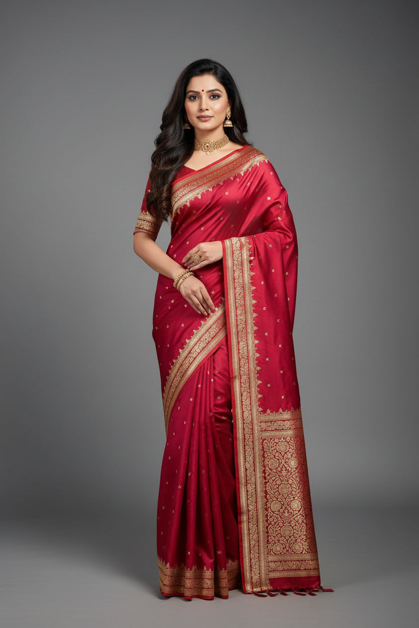 Red Mashru Saree