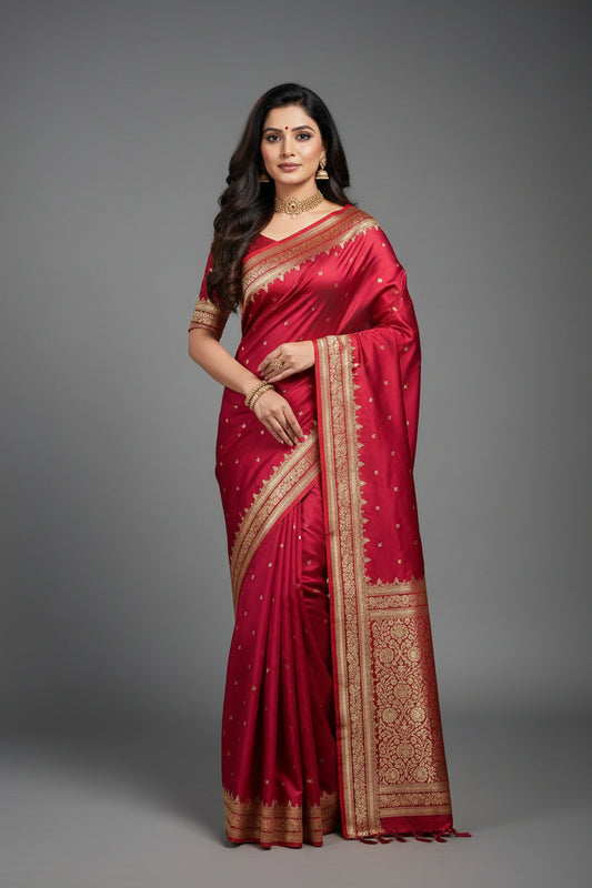 Red Mashru Saree