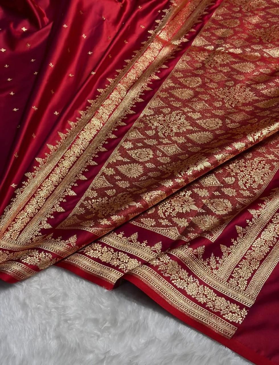 Red Mashru Saree