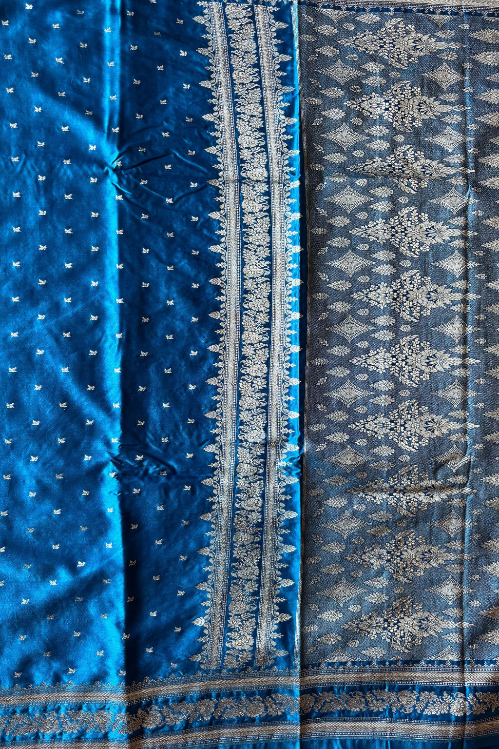 Blue Banarsi silk saree
