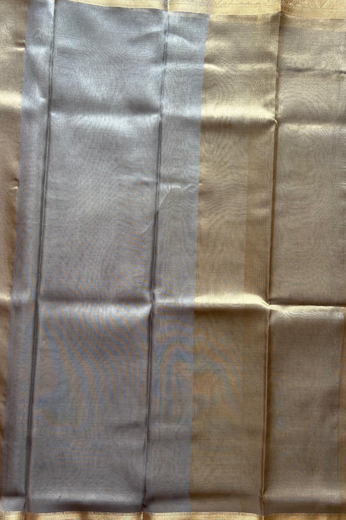 Brown And Gray Tissue Saree