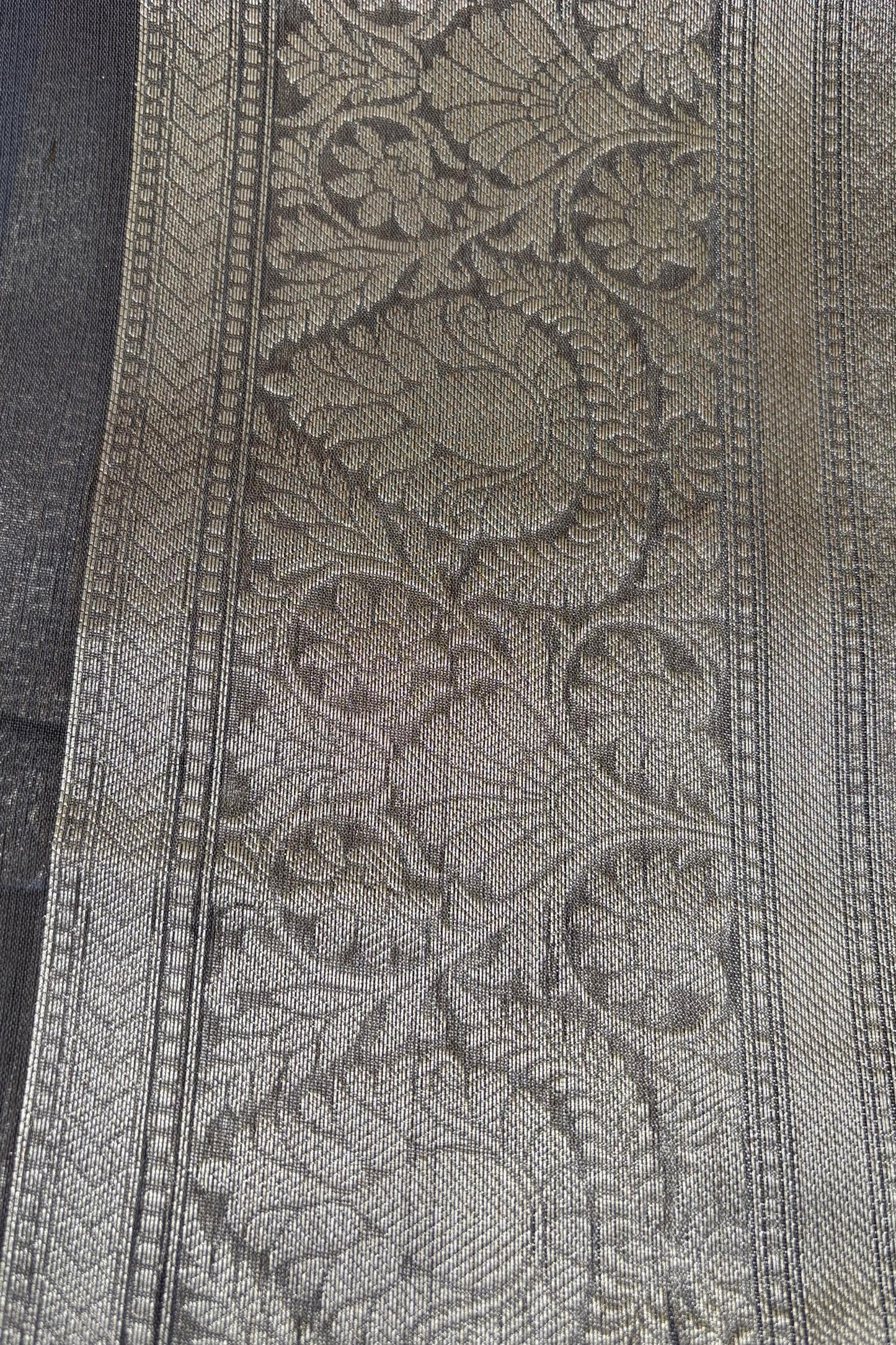Brown And Gray Tissue Saree