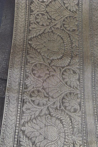 Brown And Gray Tissue Saree