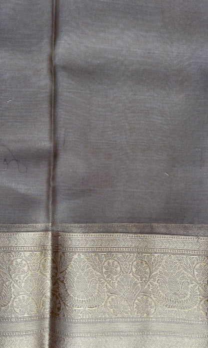 Brown And Gray Tissue Saree