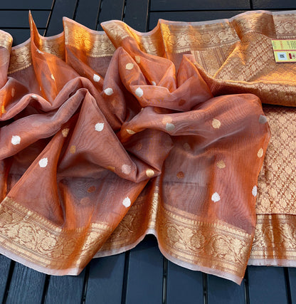 Red Banarasi Tissue silk saree