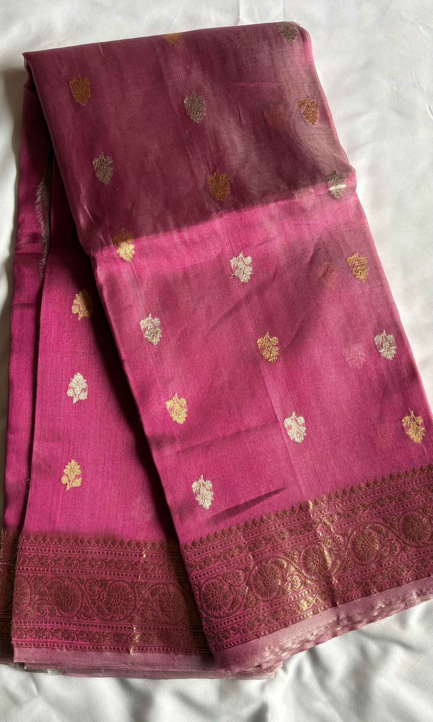 Pink Banarasi Tissue silk saree