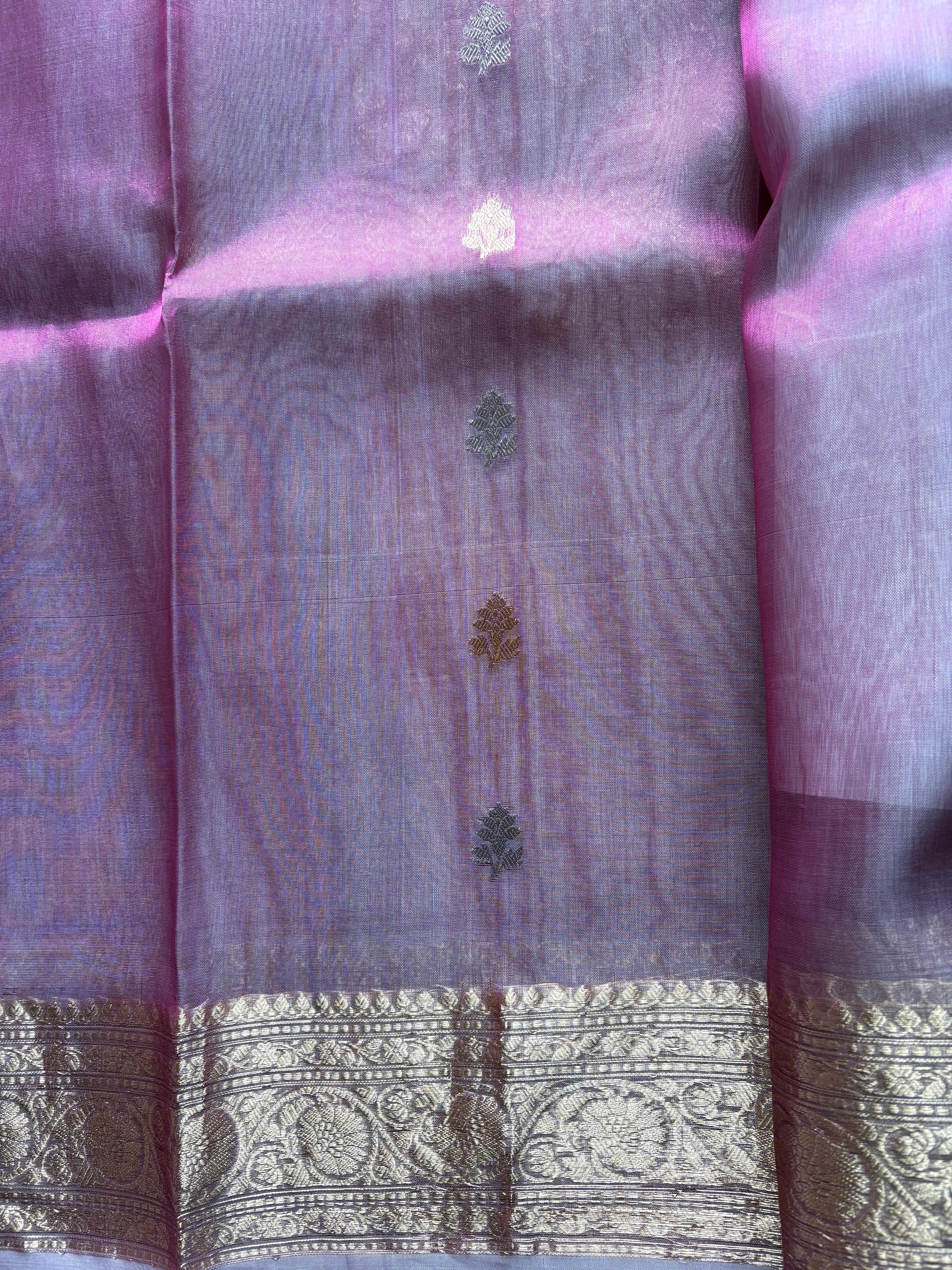 Pink Banarasi Tissue silk saree