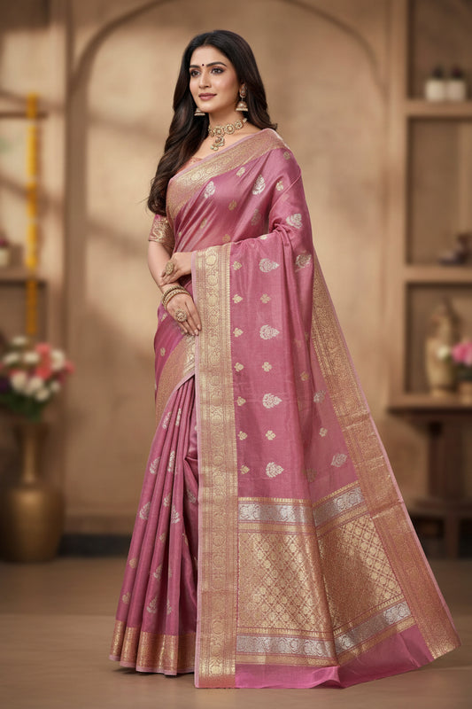 Pink Pure Tissue Saree