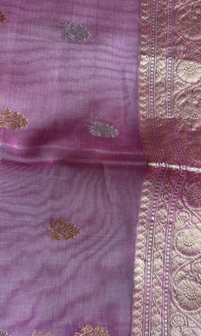 Pink Banarasi Tissue silk saree