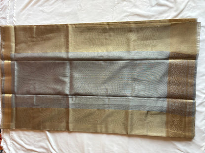 Pink and Brown Tissue Saree