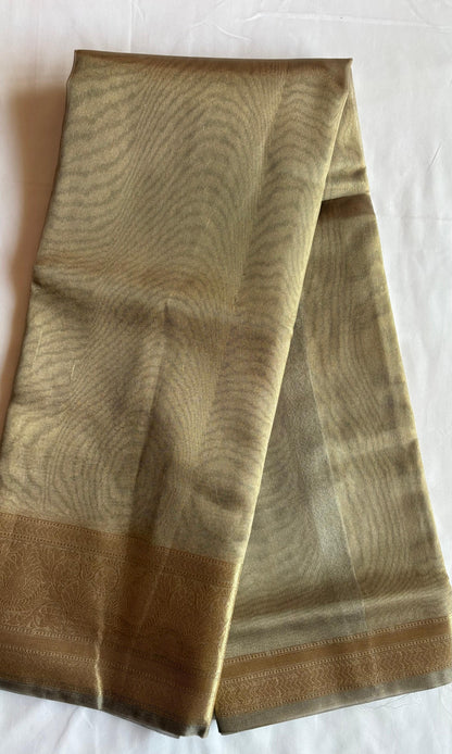 Pink and Brown Tissue Saree