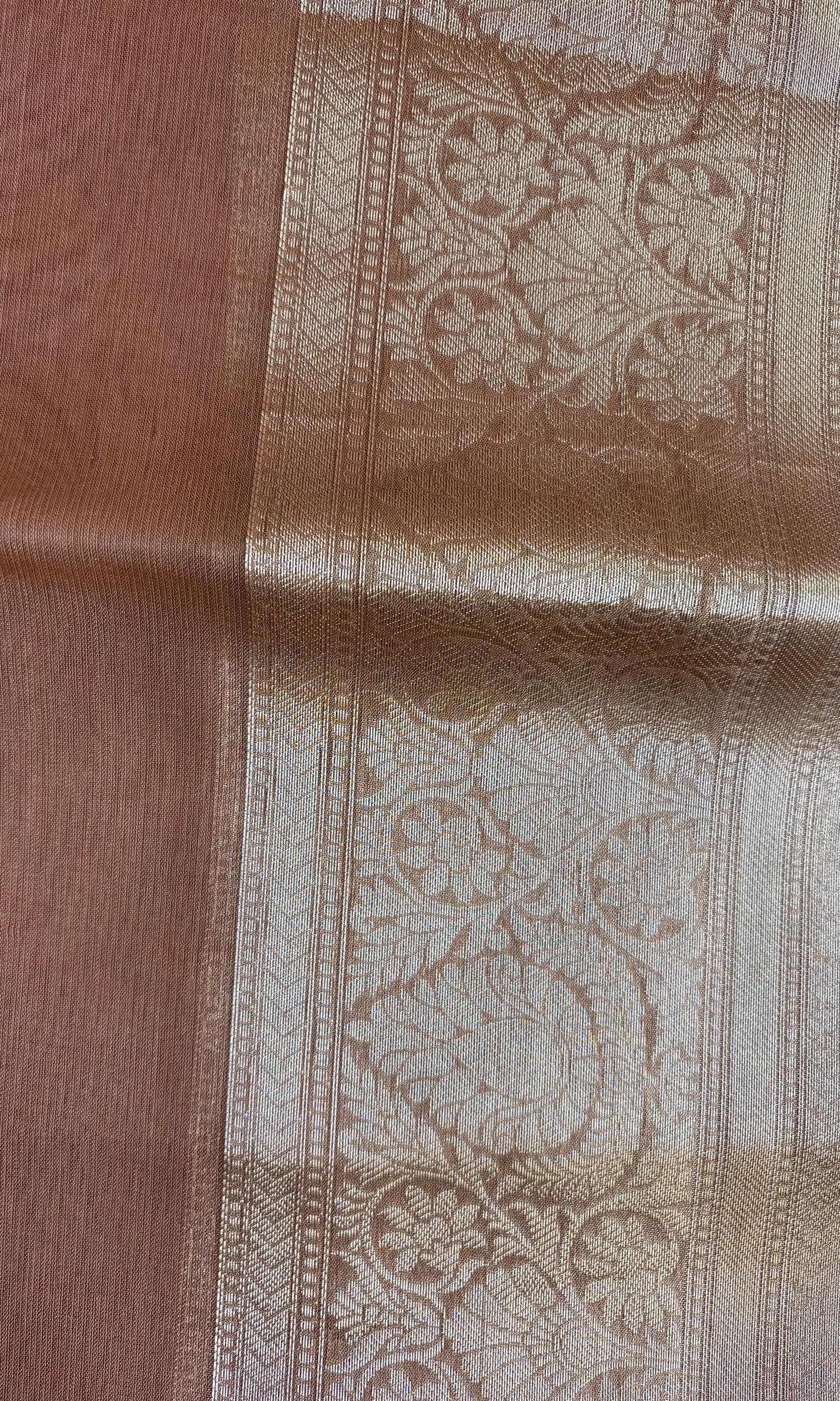 Pink and Brown Tissue Saree