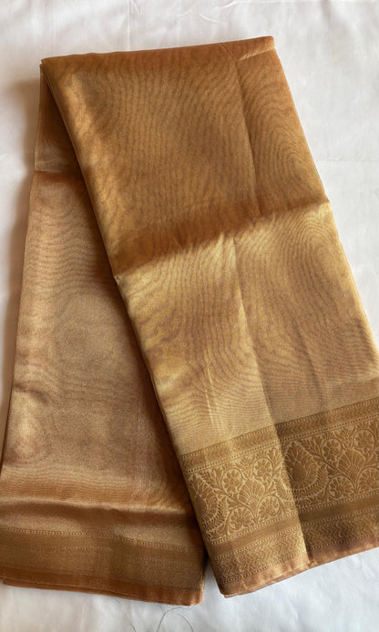 Pink and Brown Tissue Saree