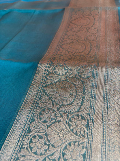 Blue Banarasi Tissue silk saree
