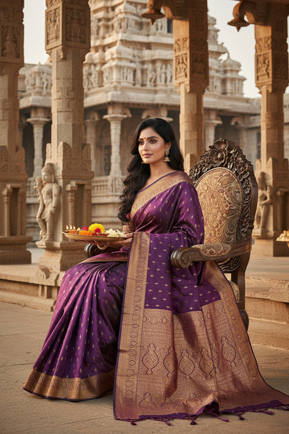 Exclusive Baingan Color Saree
