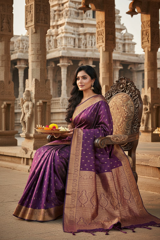 Exclusive Baingan Color Saree