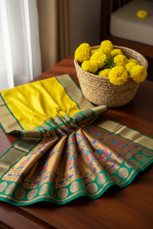 Lemon Color Silk Saree