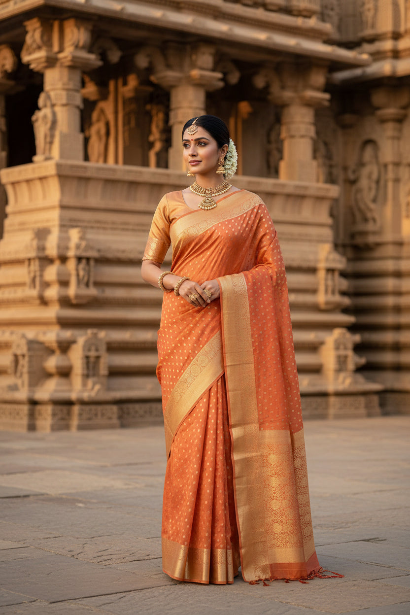 Brown fabric with gold patterns on a white background