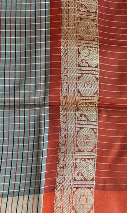 Gray Banarsi silk saree