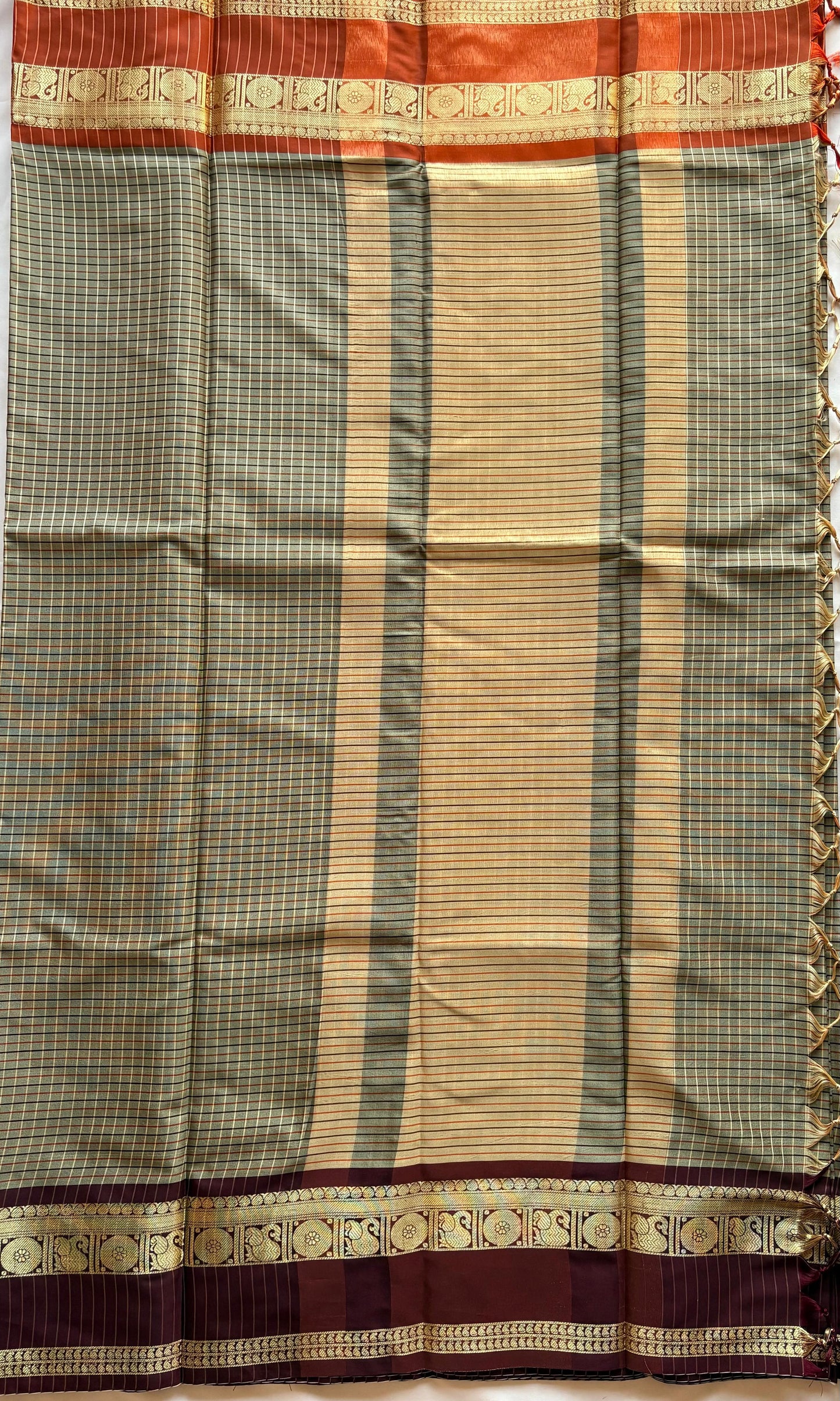 Gray Banarsi silk saree
