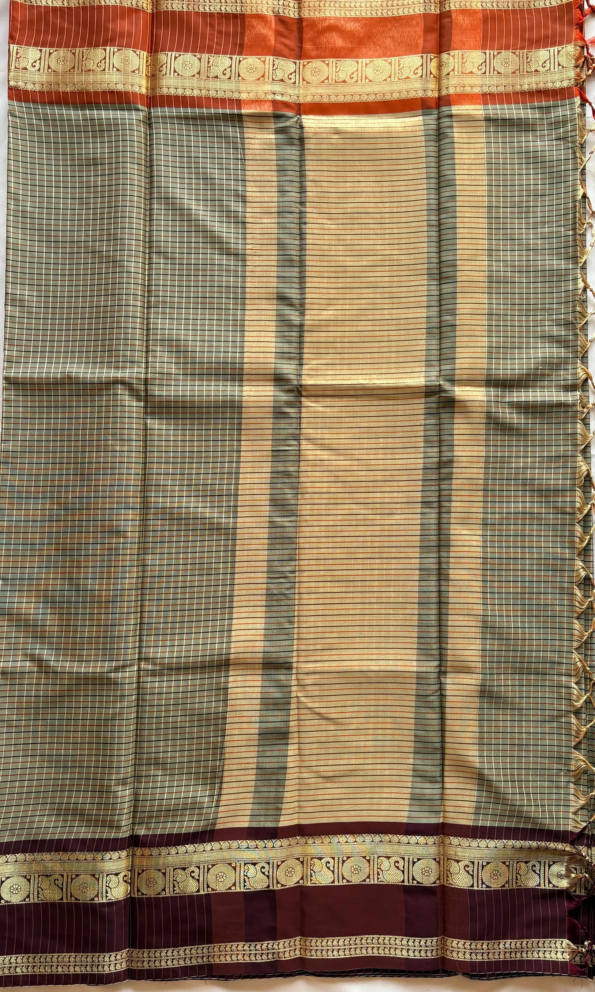 Gray Banarsi silk saree