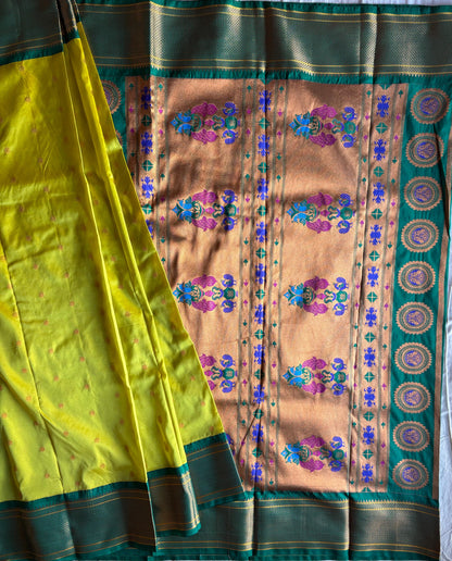 Lemon color silk saree