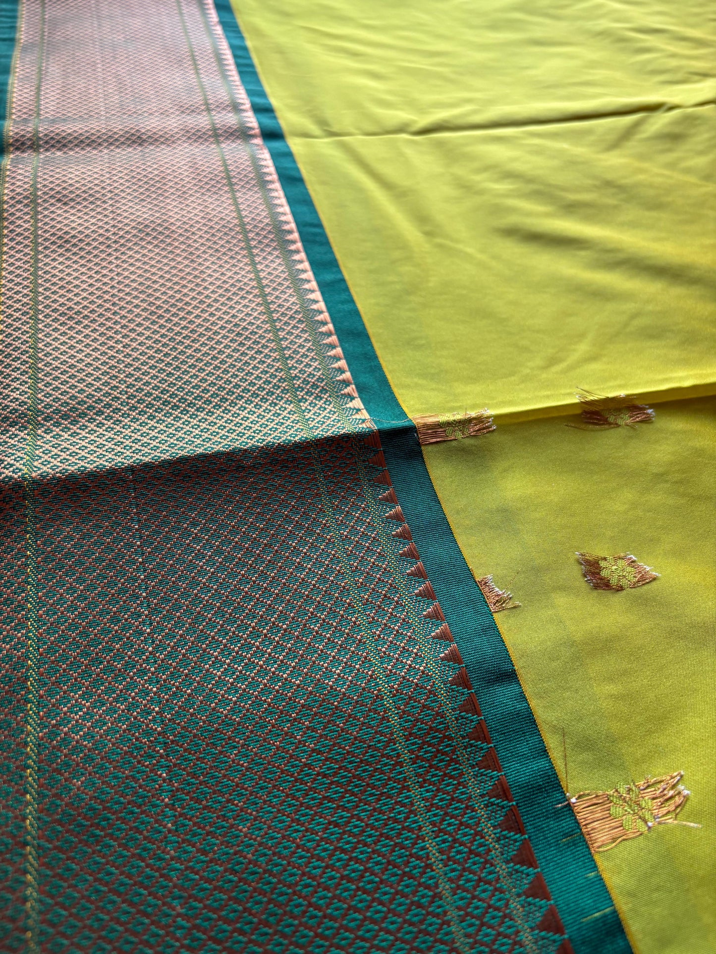 Lemon color silk saree
