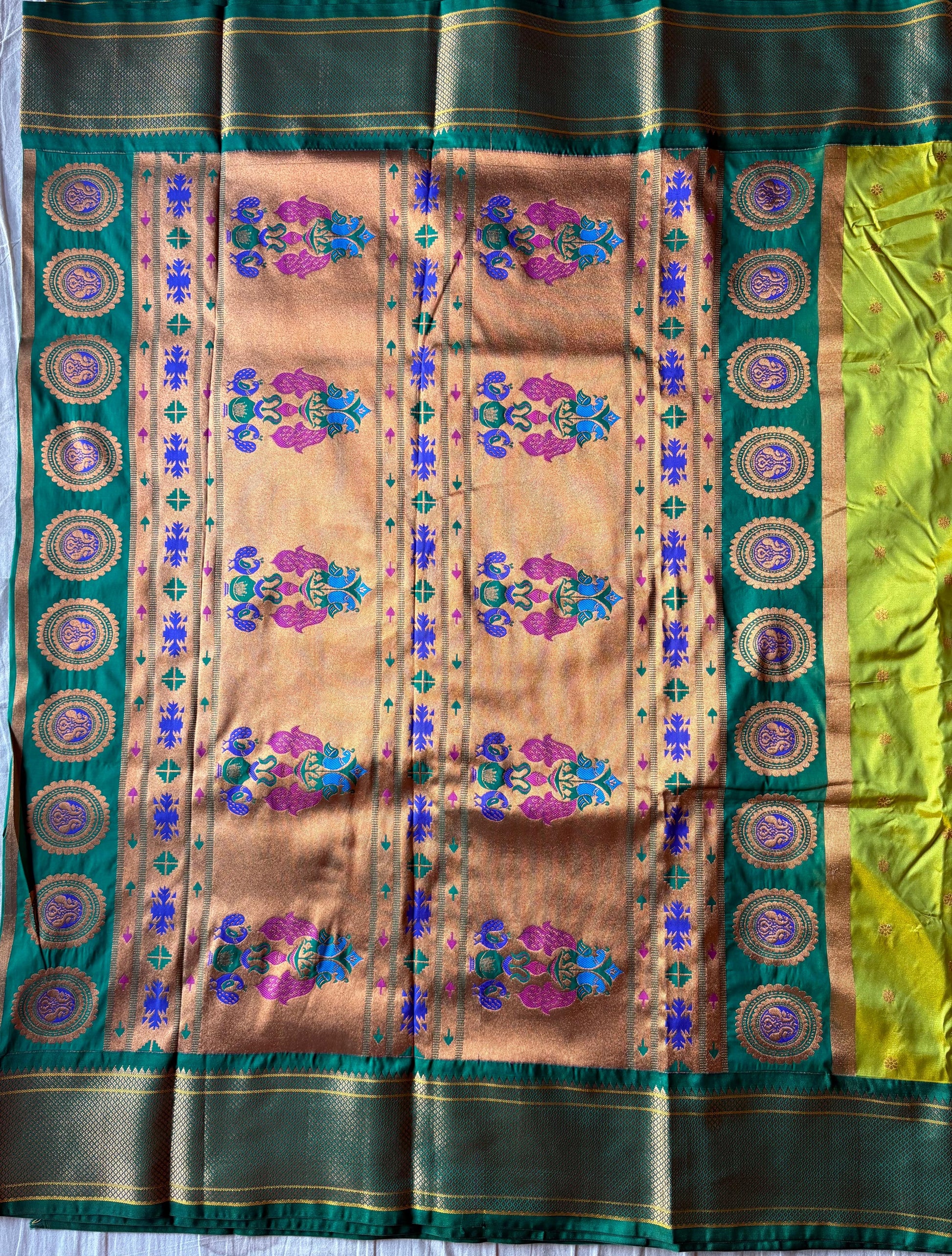 Lemon color silk saree
