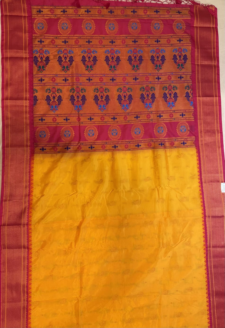 Yellow silk saree