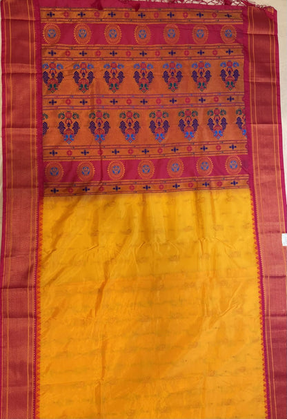 Yellow silk saree