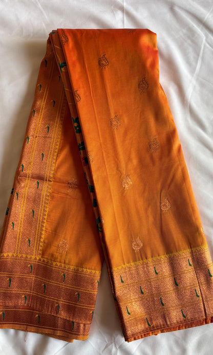 Orange Paithani