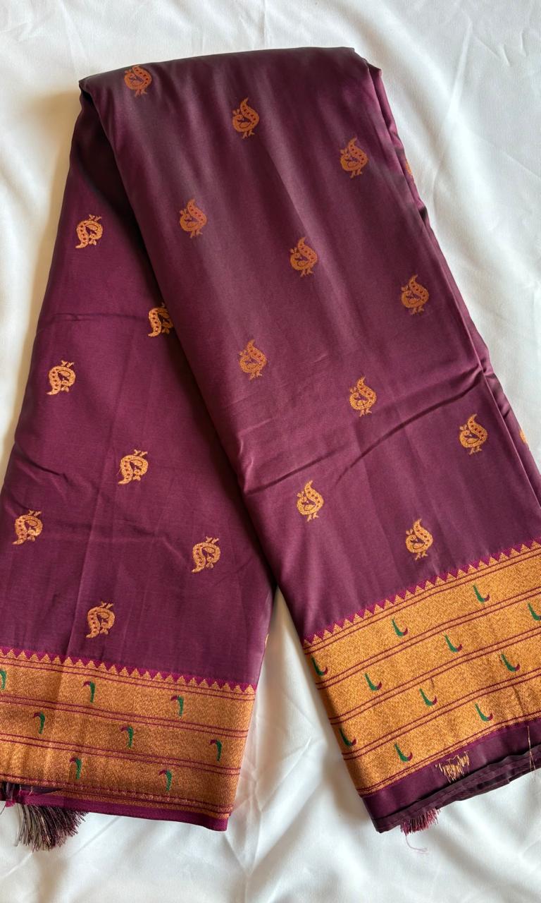 Baingan color Silk Saree
