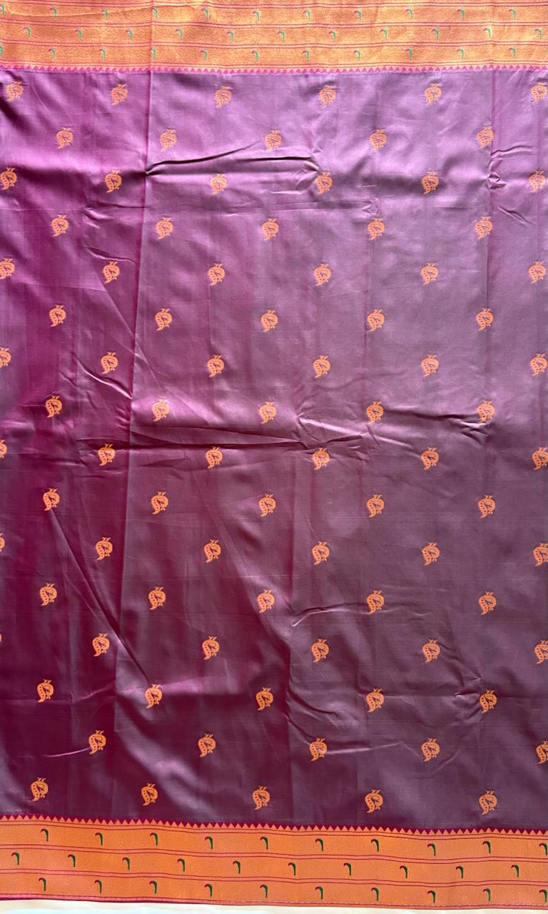 Baingan color Silk Saree