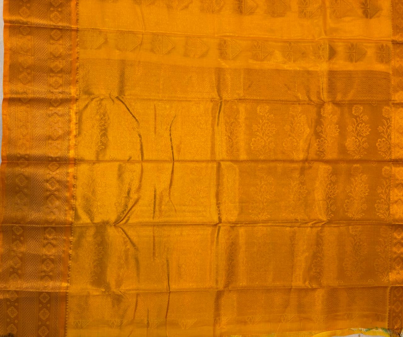 Yellow color silk saree